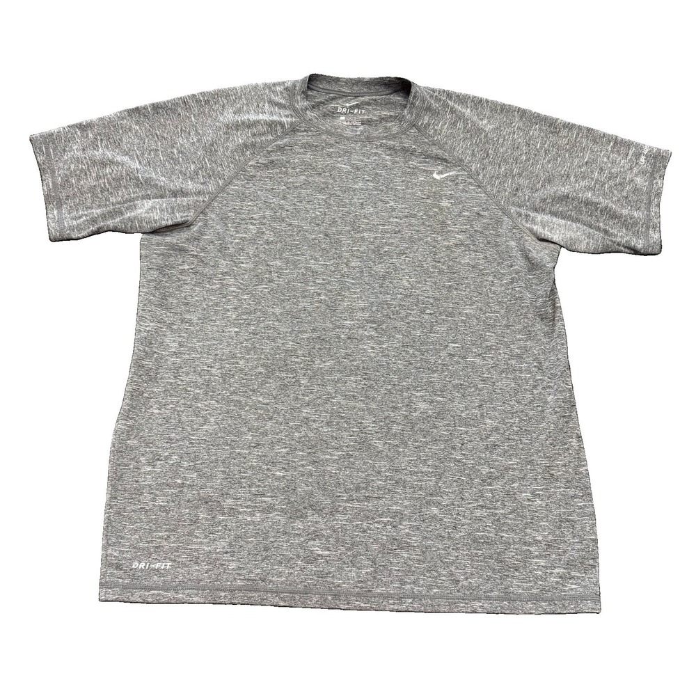 Nike Dri-FIT L Mens Heather Gray Short Sleeve Performance Tee UPF 40+ NESS7505